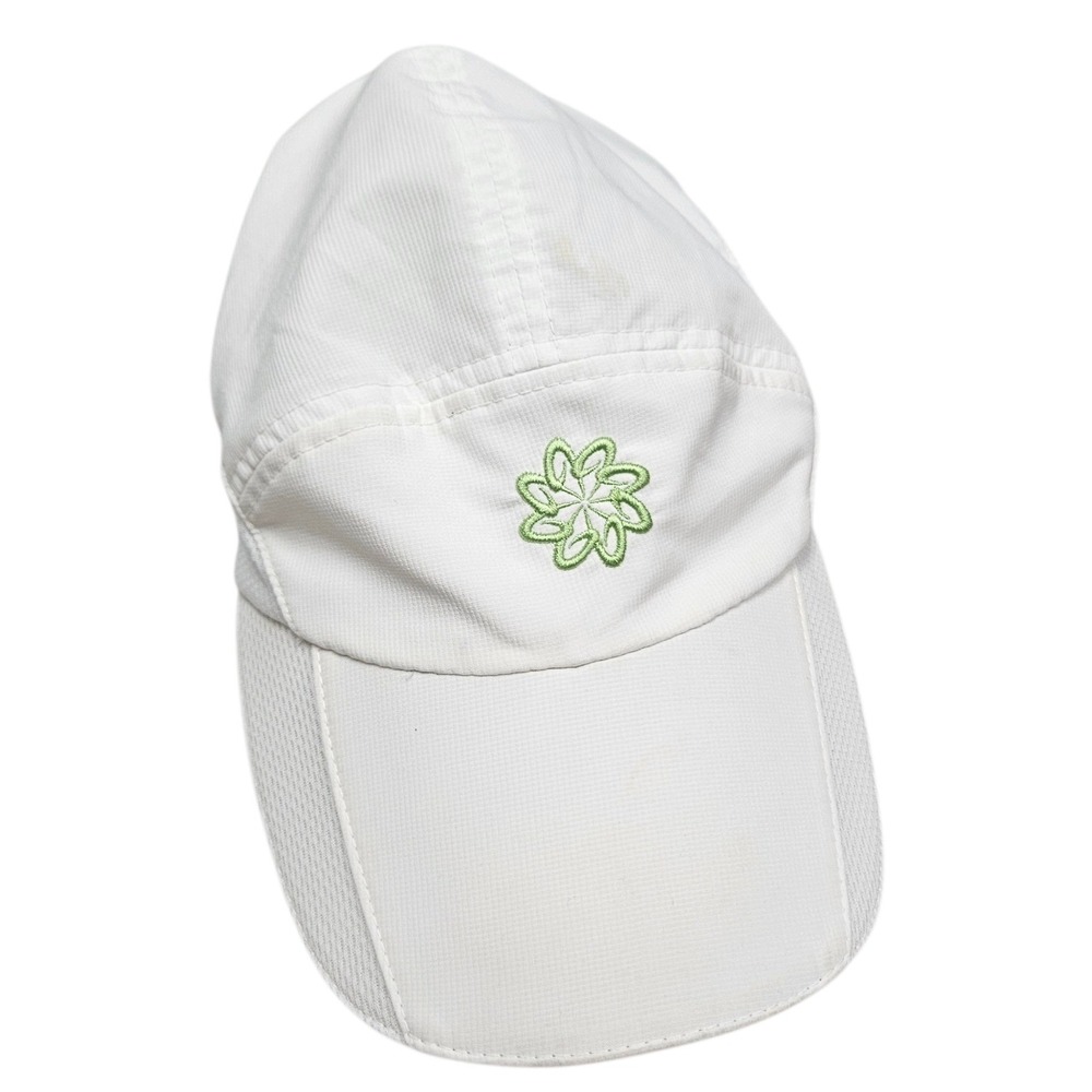 Headsweats Performance Running Hat Unisex‎ OS White Coolmax Mesh Floral Logo Cap